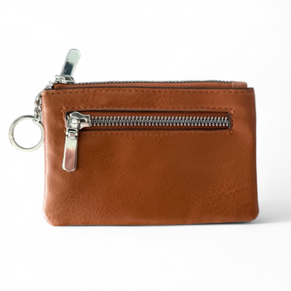 Safe Keeper Brown Faux Leather Wallet Key Ring with Silver-tone Hardware